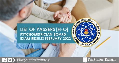 H O PASSERS February 2022 Psychometrician Board Exam Results