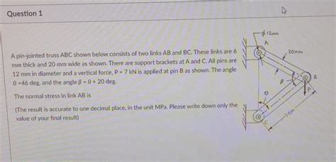 Solved A Pin Jointed Truss Abc Shown Below Consists Of Two Chegg