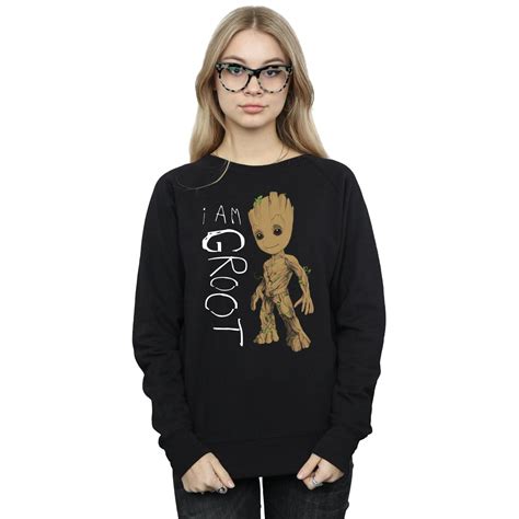 Marvel Womens Guardians Of The Galaxy I Am Groot Scribbles Sweatshirt