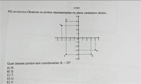 42 M100521e4 Observe Os Pontos Representados No Plano Cartesiano