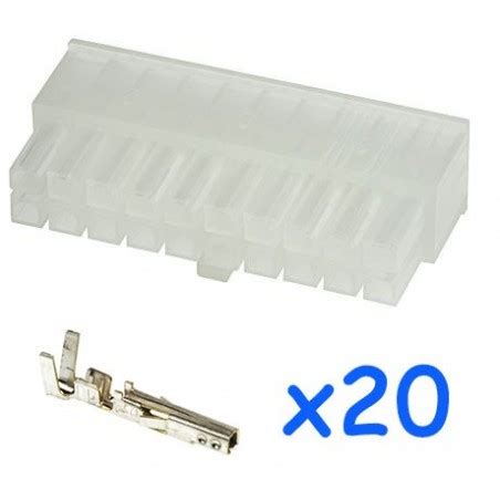 Connecteur MOLEX mâle 20 broches avec 20 contacts femelle