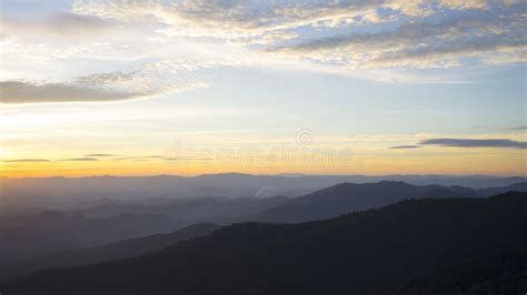 Panoramic Scenery of Mountains at Sunset Stock Image - Image of nature ...