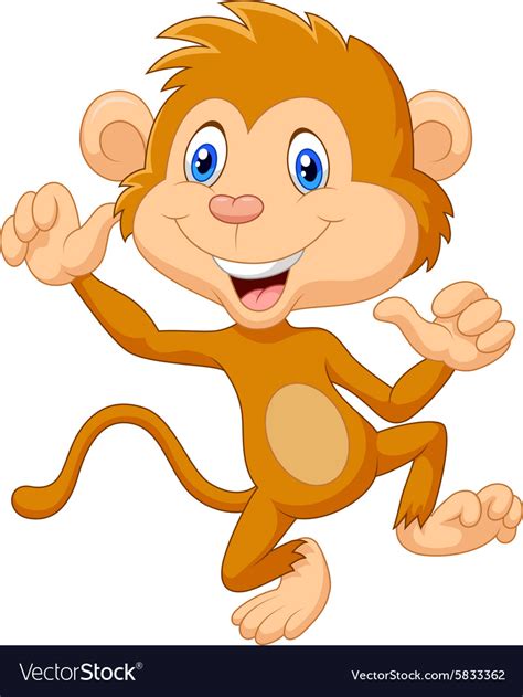 Cartoon monkey waving Royalty Free Vector Image