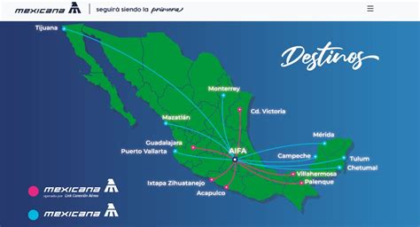 Los destinos de Mexicana A estos lugares puedes volar con la aerolínea