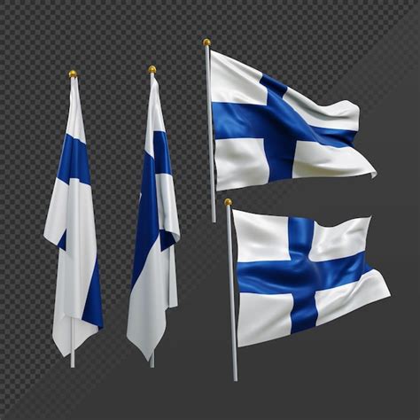 Representación 3d bandera de finlandia ondeando revoloteando y sin