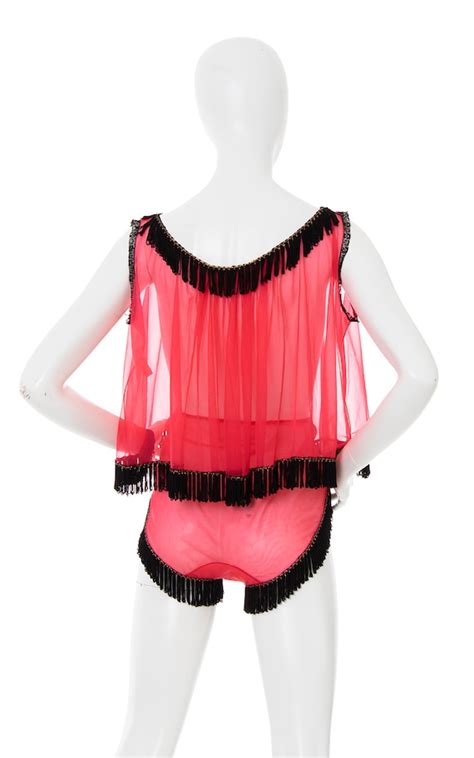 Vintage S S Lingerie Set S S Sheer Red Gem