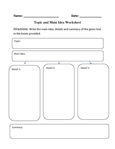 Main Idea And Key Details Worksheet St Grade