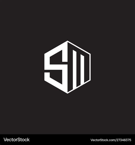 Sm logo monogram hexagon with black background Vector Image