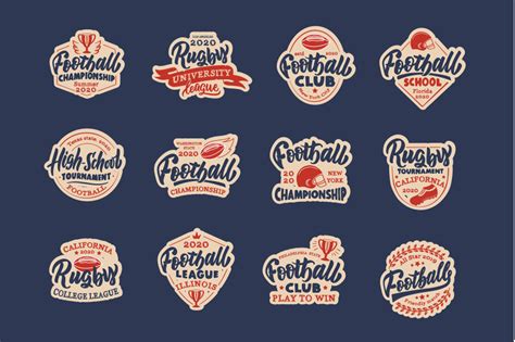 Set Of Vintage Football Badges By Letteringlogo Thehungryjpeg