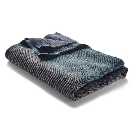 Towel Waffle Piqué Lyocell Linen Anthracite Blue Face Towel Manufactum