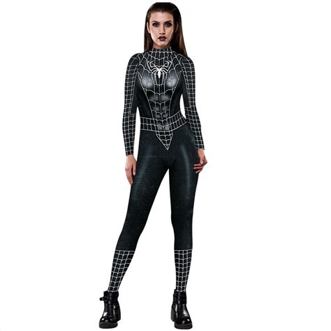 Black Spiderman Venom Bodysuit Spider Man Cosplay Superhero Costume