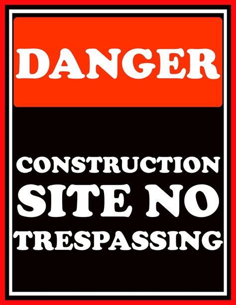 Construction Site No Trespassing Sign Free Download No Trespassing