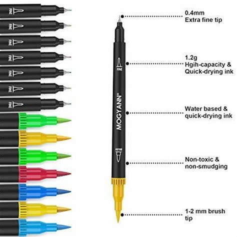 Markers For Adult Coloring Mogyann 72 Coloring Pens Dual Tip Brush