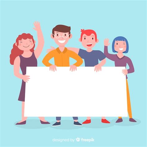 Free Vector | Group of people holding blank sign