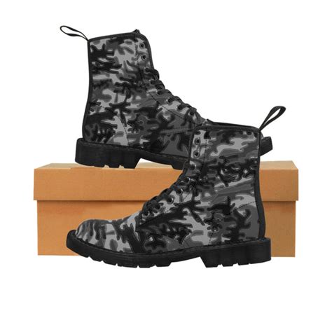 Grey Camo Mens Boots Army Camouflage Print Best Hiking Winter Boots