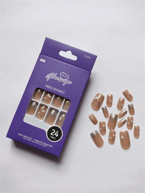 Press On Nails In Bangladesh Glamscape Nude Silver Sparkle