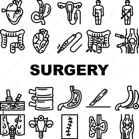 Surgery Medical Operation Icons Set Vector Procedure Anesthesia