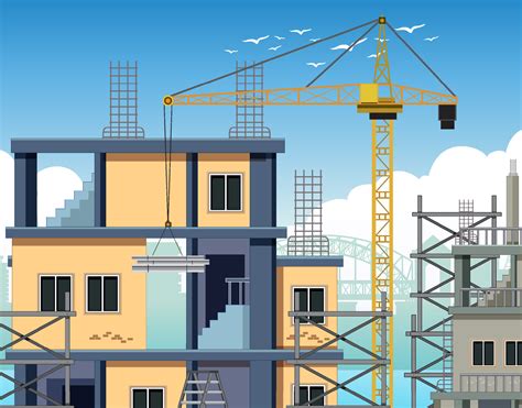 Cartoon scene of building construction site 7252382 Vector Art at Vecteezy