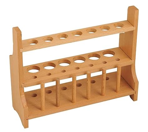 Wooden Test Tube Rack With 6 Draining Pins Accommodates 13 Tubes Up