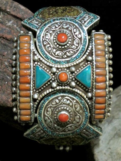 Old Tibetan Tribal Jewelry Articulated Bracelet Collectible