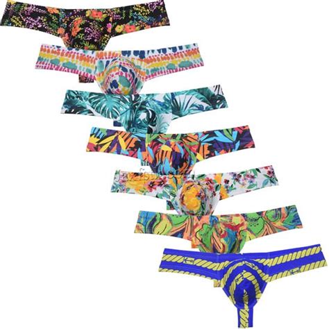 Men Elastic Skimpy Underwar Mini Cheeky Boxer Thong Pouch Hipster Bikini Bottoms Mu C