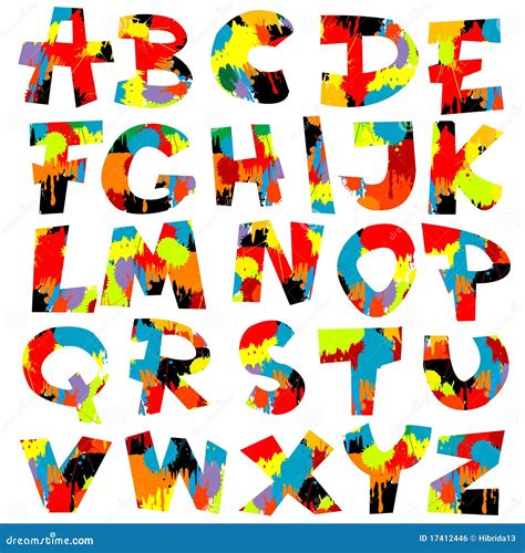 Les Lettres De L Alphabet Avec La Peinture Clabousse Illustration