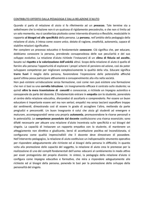 La Relazione Di Aiuto Prof Mancini Contributo Offerto Dalla