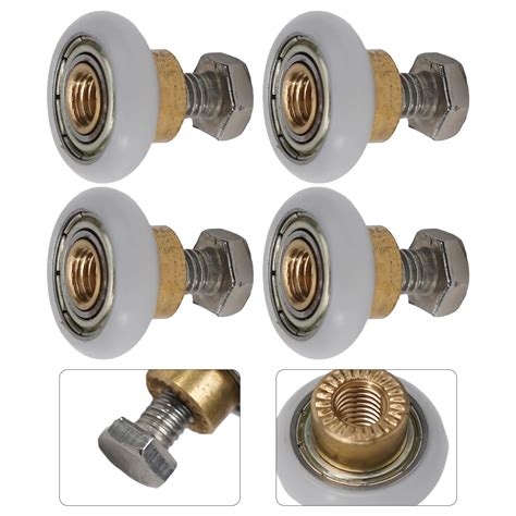 4pcs Shower Room Pulley Bathroom Sliding Glass Door Wheels Nylon Copper Roller Stainless Steel