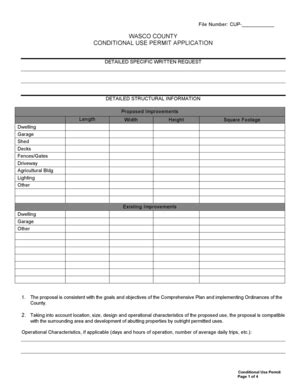 Fillable Online Wasco County Conditional Use Permit Application Fax