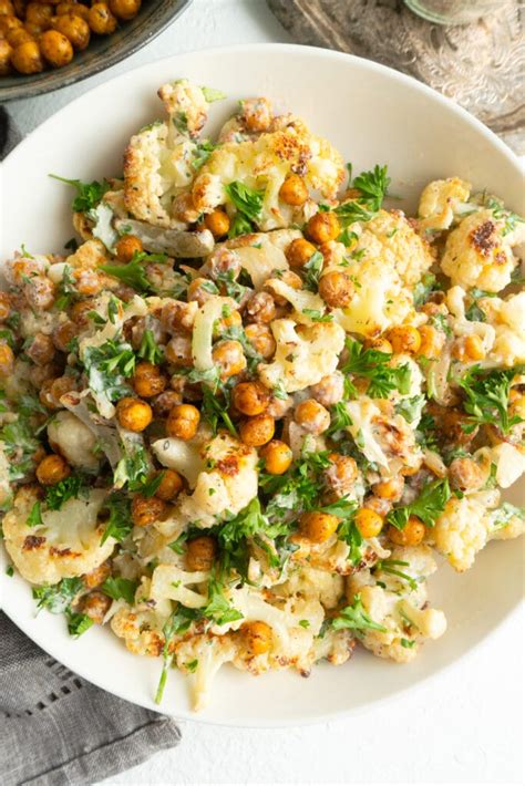 Roasted Cauliflower Salad With Tahini And Crunchy Chickpeas