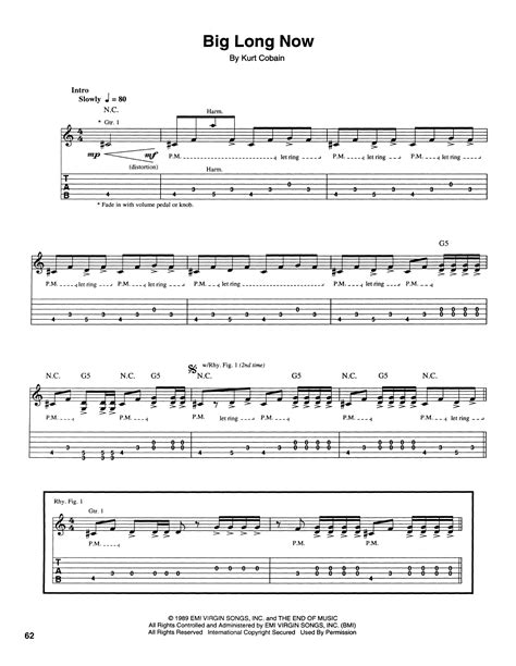 Big Long Now By Nirvana Sheet Music For Guitar Tab At Sheet Music Direct