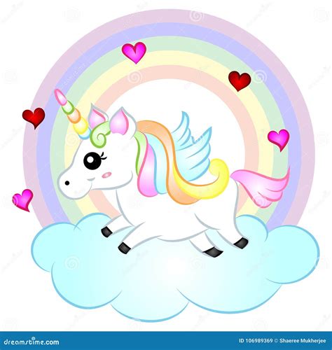 Cute Cartoon Vector Unicorn With Rainbow. | CartoonDealer.com #106989369