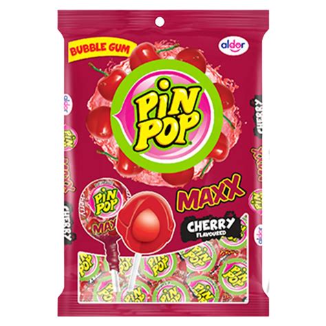 Pin Pop Maxx Cherry Flavoured Lollies 48s Superb Hyper