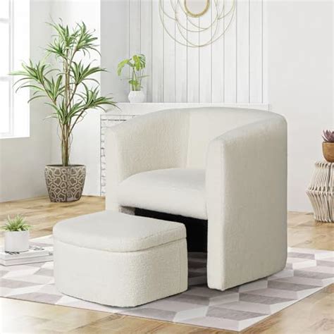 Amazon COLAMY Upholstered Sherpa Barrel Accent Chair With Storage