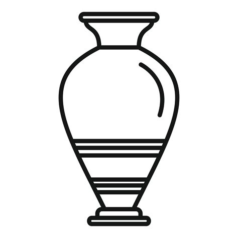 Mediterranean Amphora Icon Outline Vector Vase Pot Vector Art