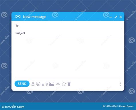 Email Interface. Mail Window Template, Internet Message Isolated Frame ...