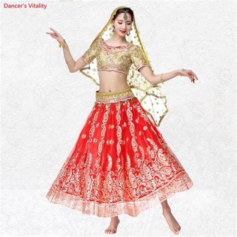 New Arrival Competition Belly Dance Top And Skirt With Belt Veil Set