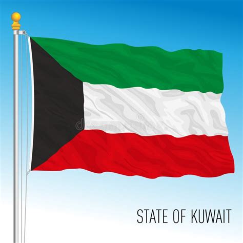 Kuwait Official National Flag And Coat Of Arms Asia Stock Vector