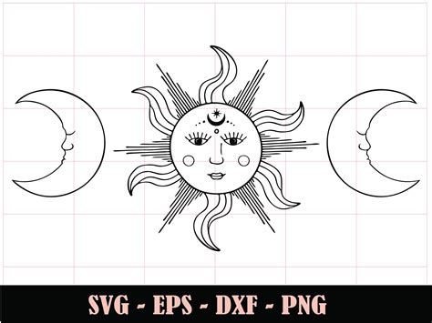 Sun And Moon Svg Celestial Svg Boho Crescent Moon Svg Etsy