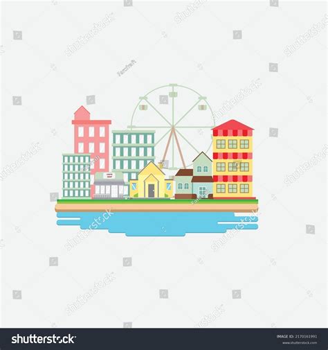 Flat Vector Illustration City Skyscrapers Stock Vector Royalty Free