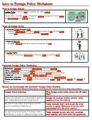 Foreign Policy Worksheets Answer Key