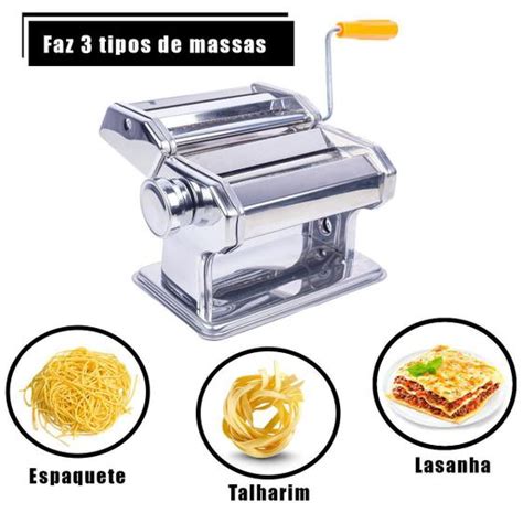 Máquina de Macarrão Lasanha Massa Caseira Manual em Aço Inox BR