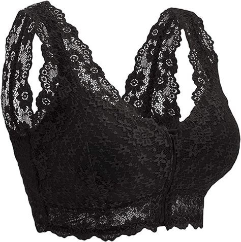 Womens Sexy Lace Plus Size Bra With Front Zipper Amazon Ca