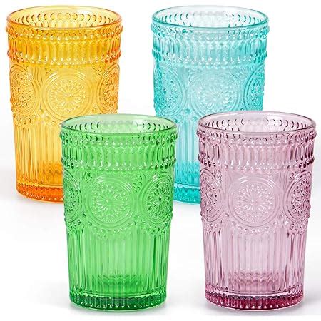 Joeyan 300ml Regenbogen Wassergläser Tumbler Gläser Bunt 6er Set