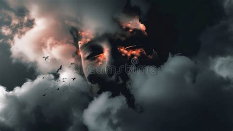 Surreal Cloud Face Merging stock photo. Image of mystery - 319291516