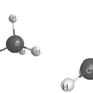 C 3 H 6 isomers. Propene on the left and cyclopropane on the right ...