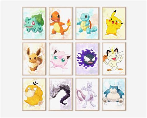 Pokemon Prints Set Of Gen Characters Pokemon Printable Wall Art