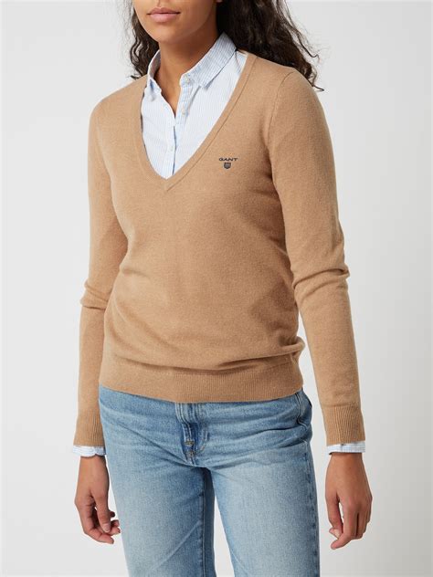 Gant Pullover Aus Lammwolle Camel Online Kaufen