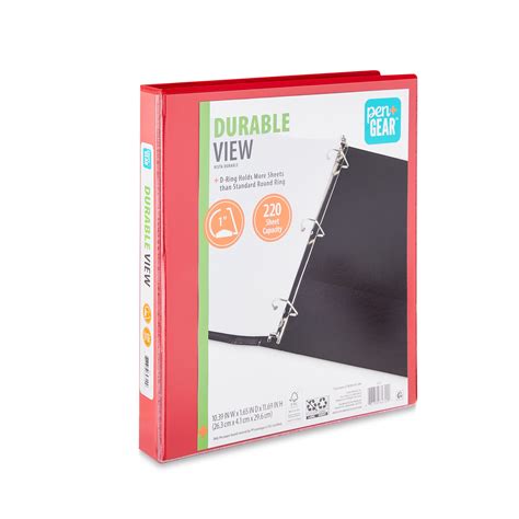 Pengear Durable View 1 D Ring Binder Red 1 Pack