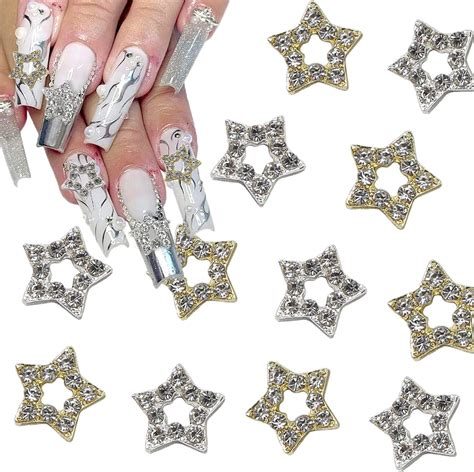 18pcs Alloy Star Nail Charms 3d Stars Nail Gems For Acrylic